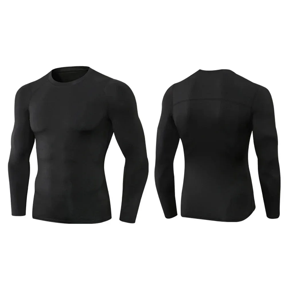 3pcs Men's Athletic Long Sleeve Compre ssion Shirts Quick Dry Workout T-Shirt Running Tops