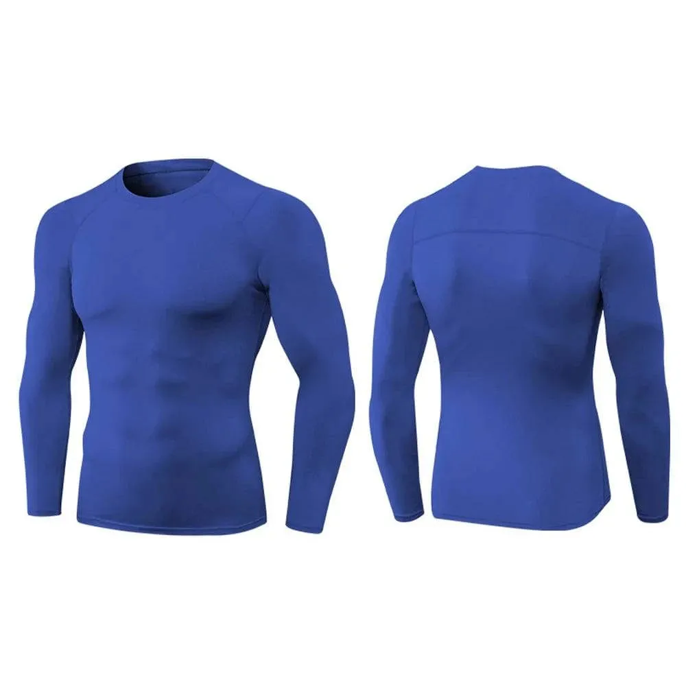 3pcs Men's Athletic Long Sleeve Compre ssion Shirts Quick Dry Workout T-Shirt Running Tops