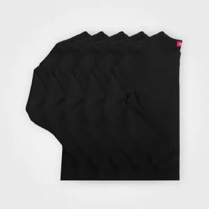 5 Pack | Women’s Rib Long Sleeve Tops, Recycled Cotton, Black