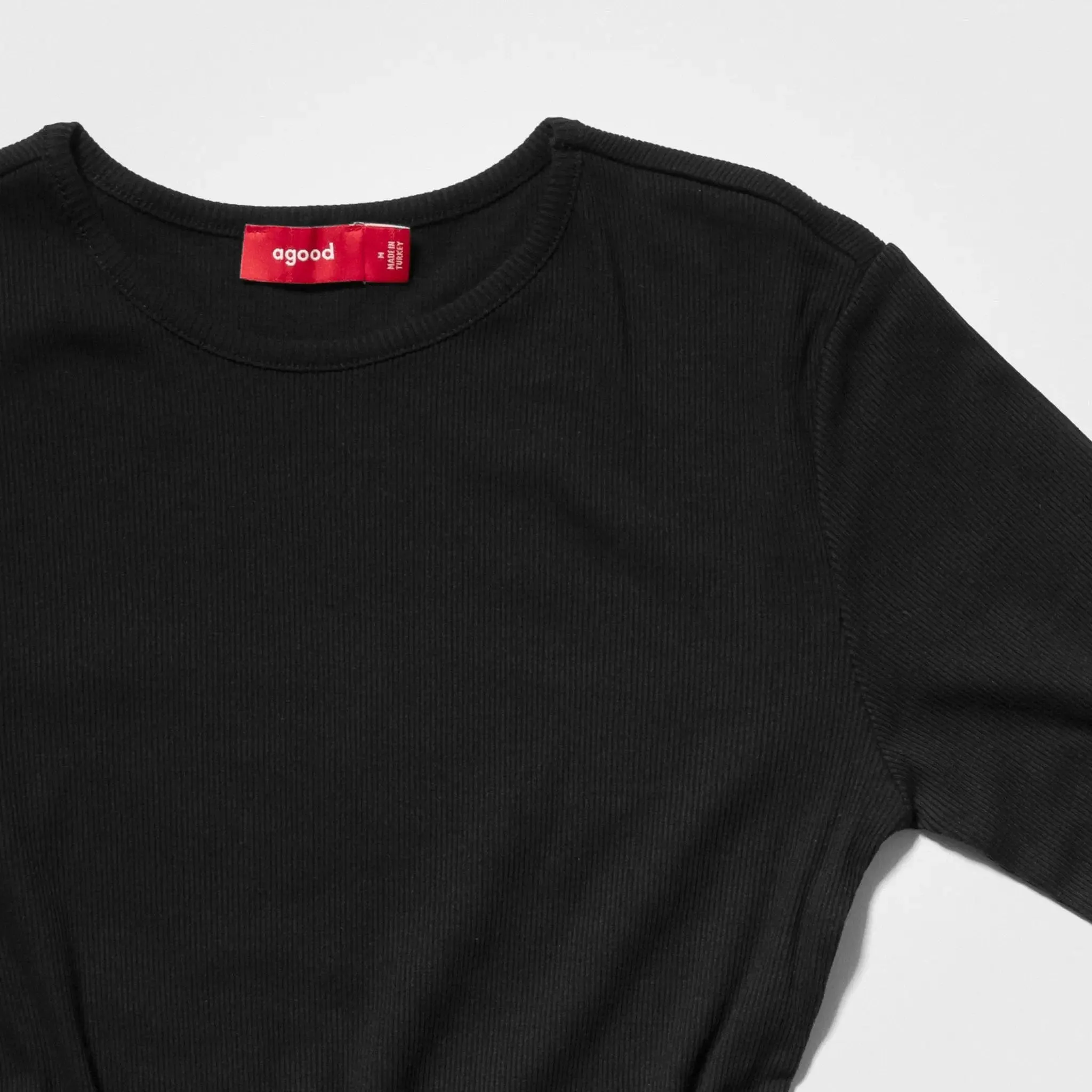 5 Pack | Women’s Rib Long Sleeve Tops, Recycled Cotton, Black