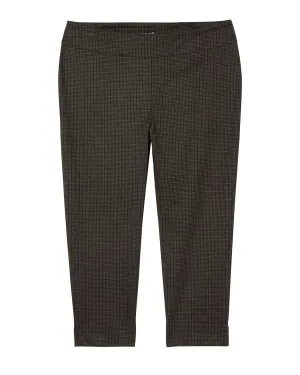 Alba Patterned Slim Compression Ankle Pant | Brown / Navy