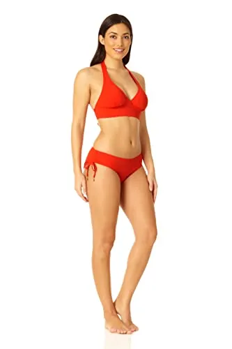 Anne Cole Women's Standard Halter Bikini Swim Top, Spice Red, X-Small