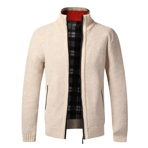 Autumn Winter Warm Cardigan Men Fleece Zipper Sweaters Jackets Mens