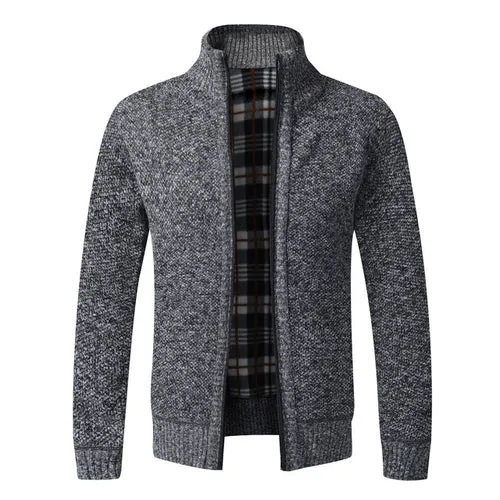 Autumn Winter Warm Cardigan Men Fleece Zipper Sweaters Jackets Mens