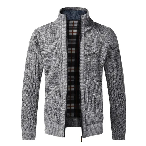 Autumn Winter Warm Cardigan Men Fleece Zipper Sweaters Jackets Mens