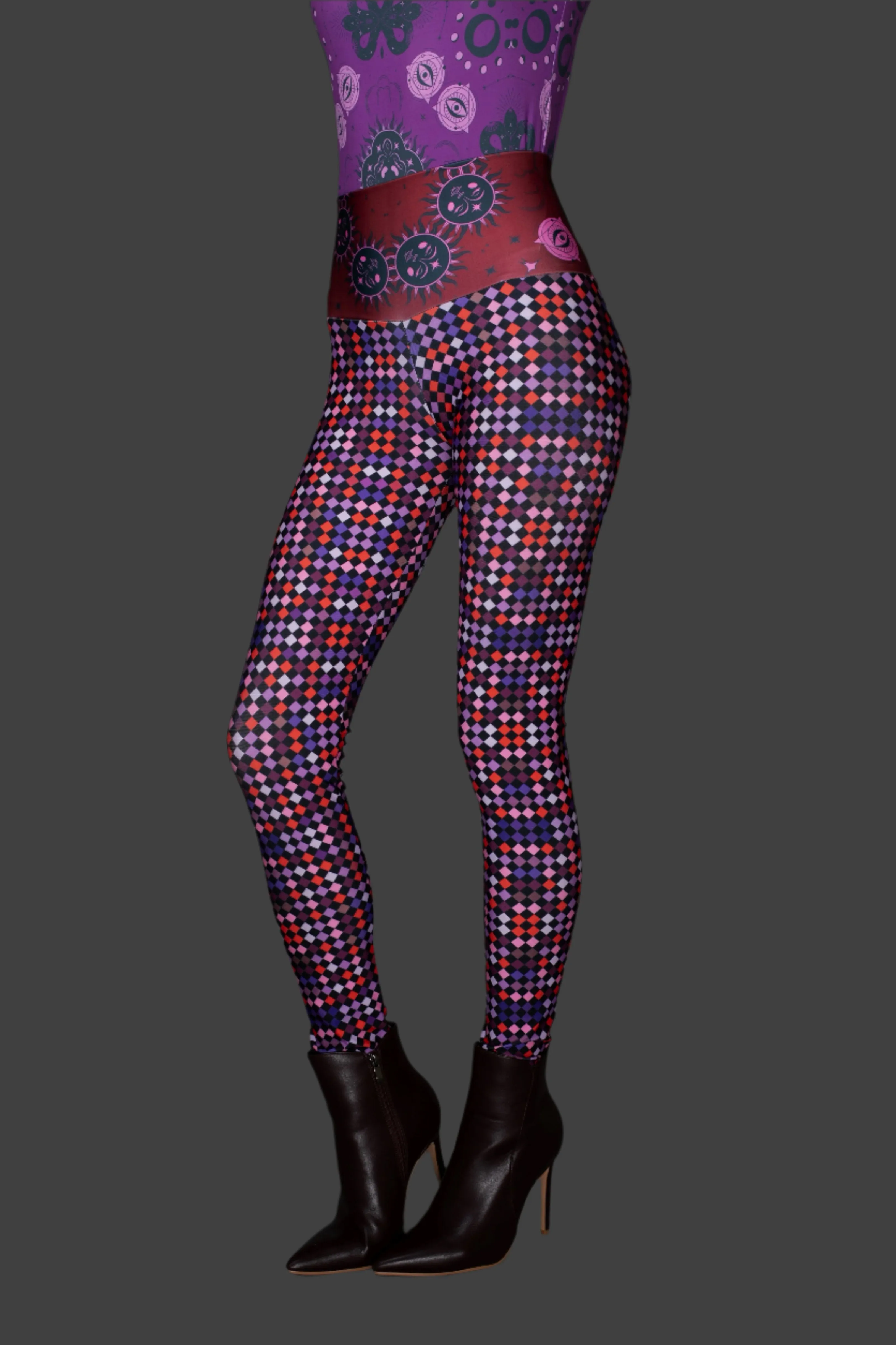 AW - Mystic Patterned Purple Multi-color Leggings