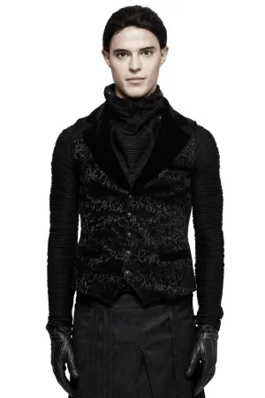 Baroque Black Jacquard Steampunk Tailored Waistcoat