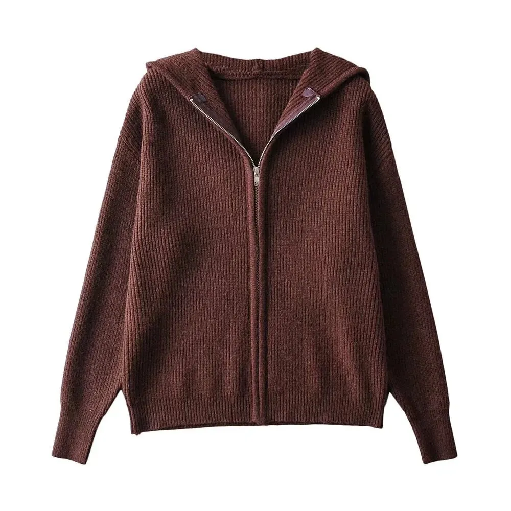 Basic Babe Ribbed Zipper-Front Hoodie