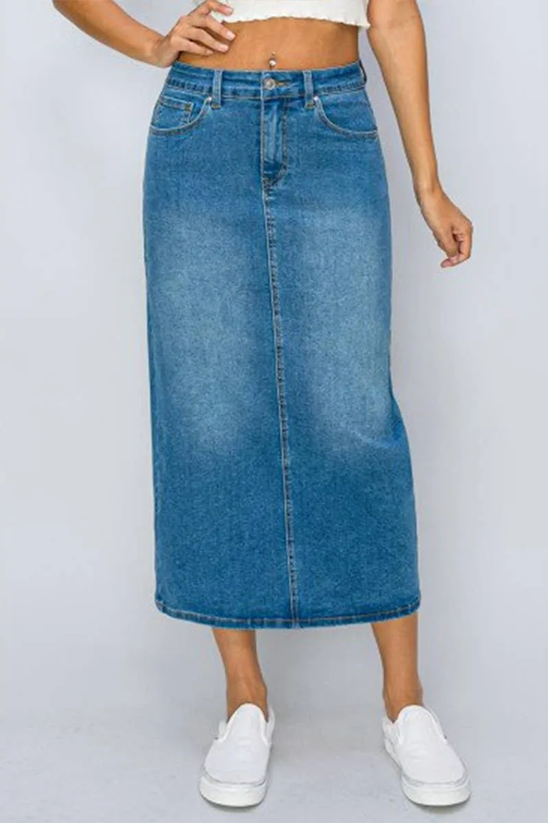 BASIC DENIM SKIRT WITH BACK SLIT