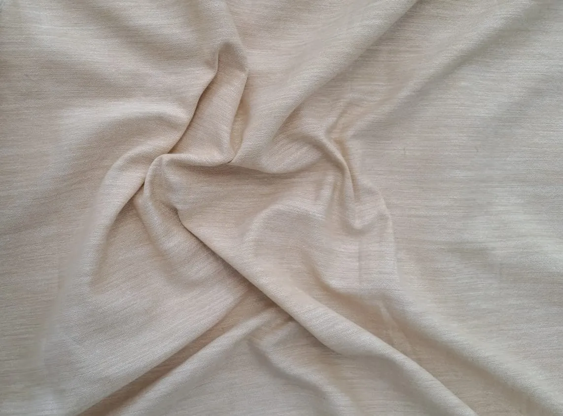 Beige Plain Cotton Linen Shirting Fabric