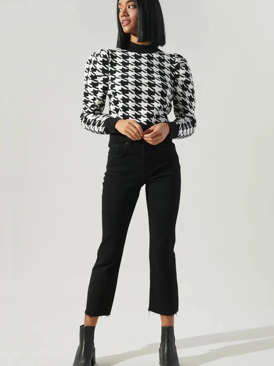 Black and White Houndstooth Sweater