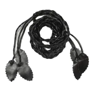 Black Braided Belt with Leaf Tassels