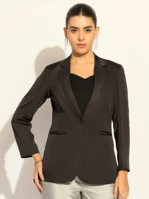 Black Polyester Loose-Fit Elegant Blazer