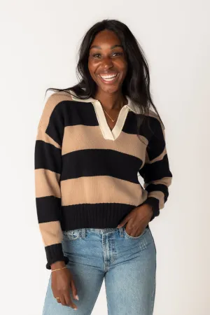 Brianna Stripe Collared Knit Sweater