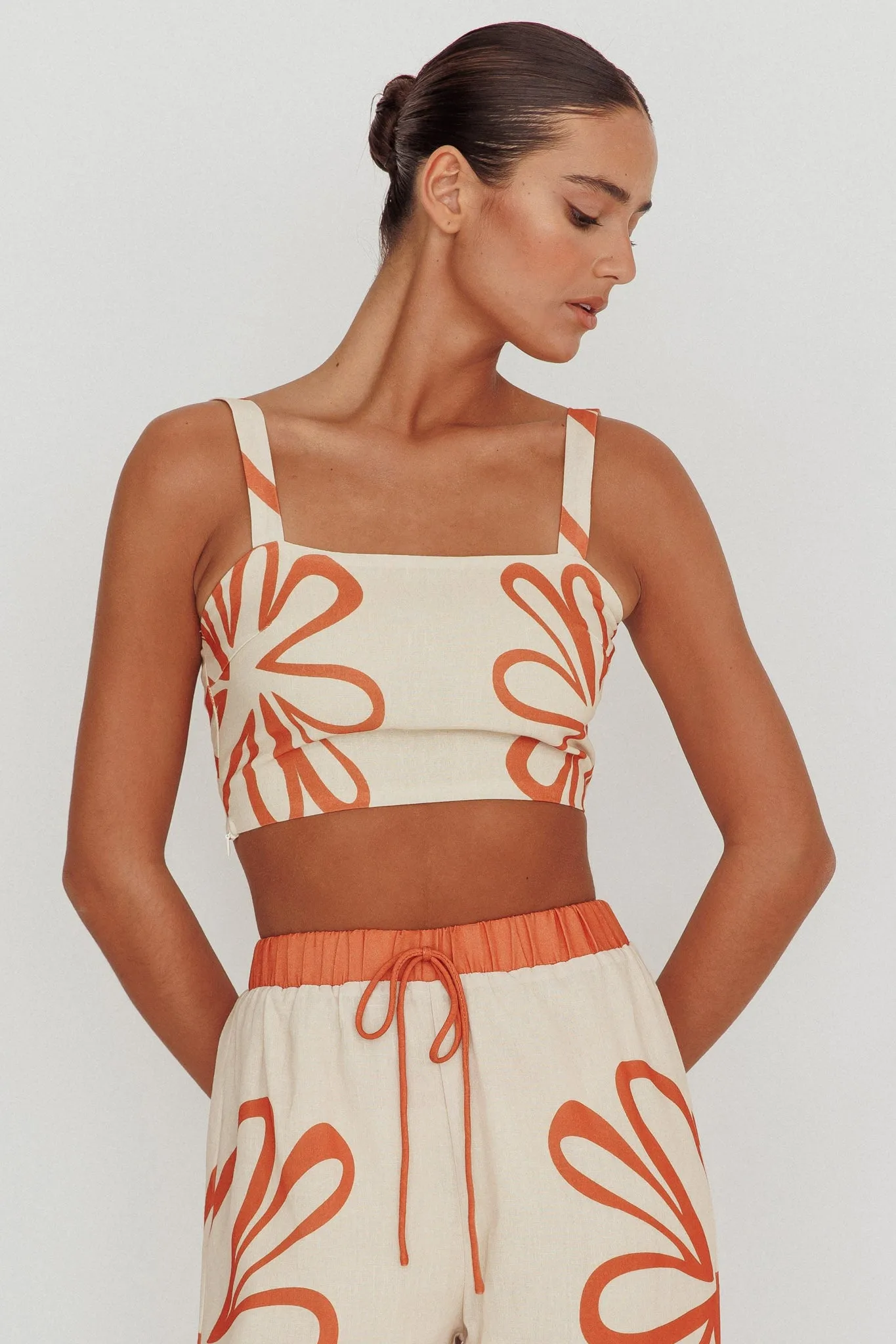 Briar Square Neck Cropped Top Rust Beige