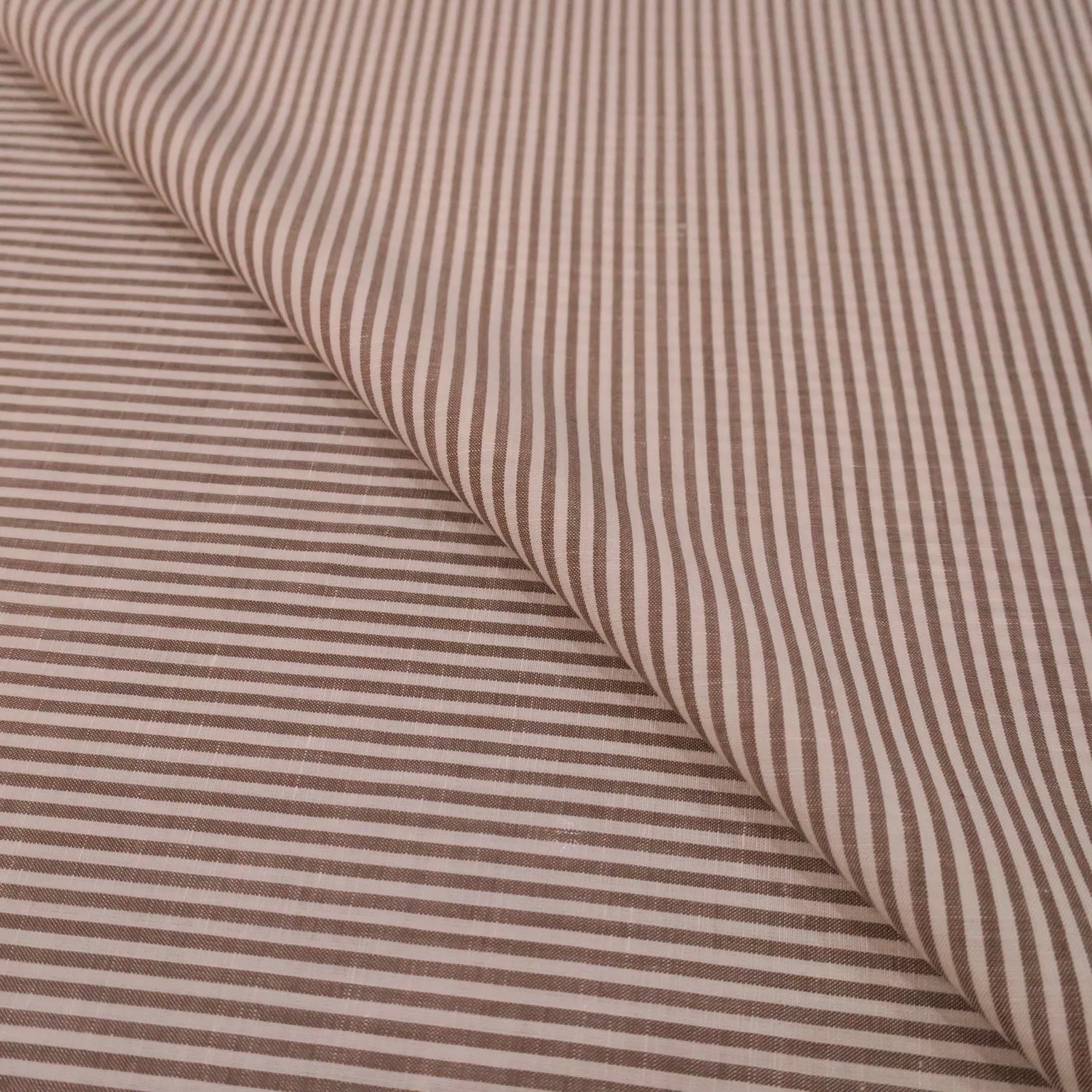 Brown Striped Loro Piana Wool Silk and Linen Suiting Fabric