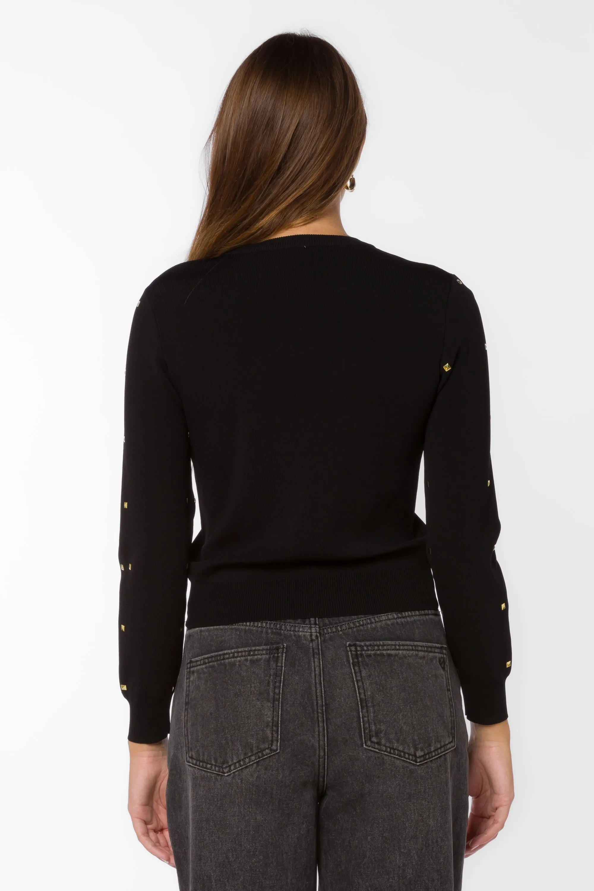 Candie Black Gold Studs Sweater