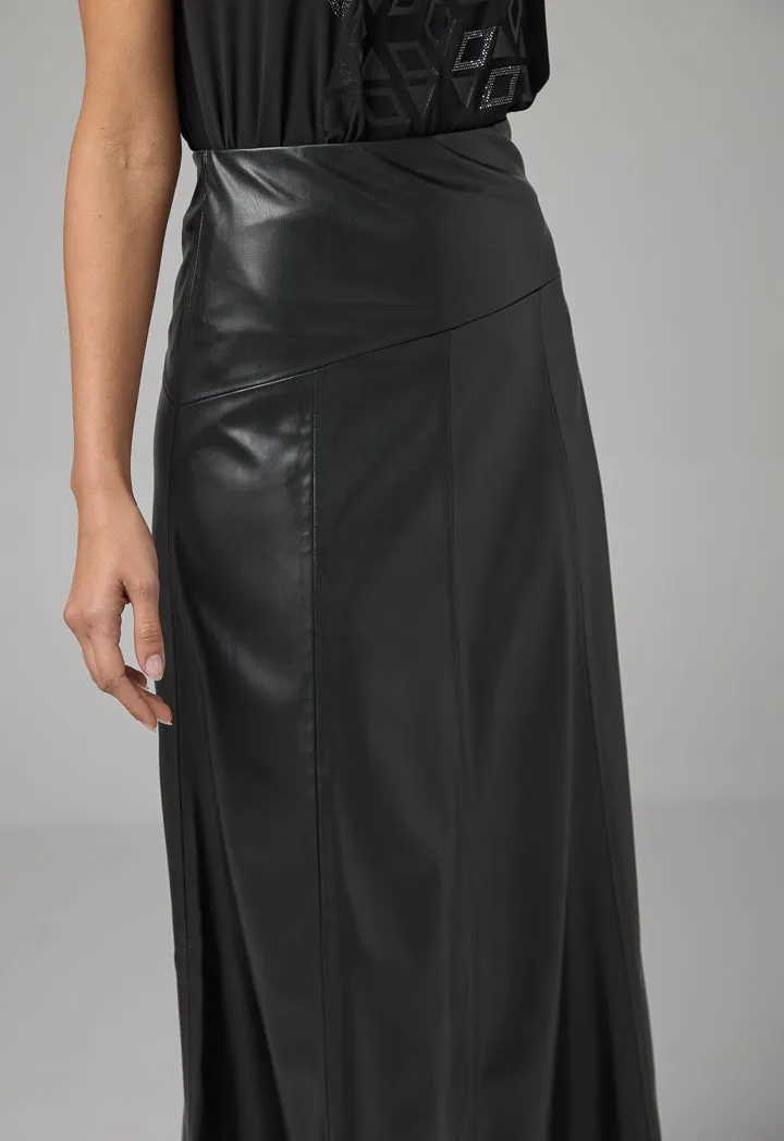 Choice Pu Leather Flared Skirt Black