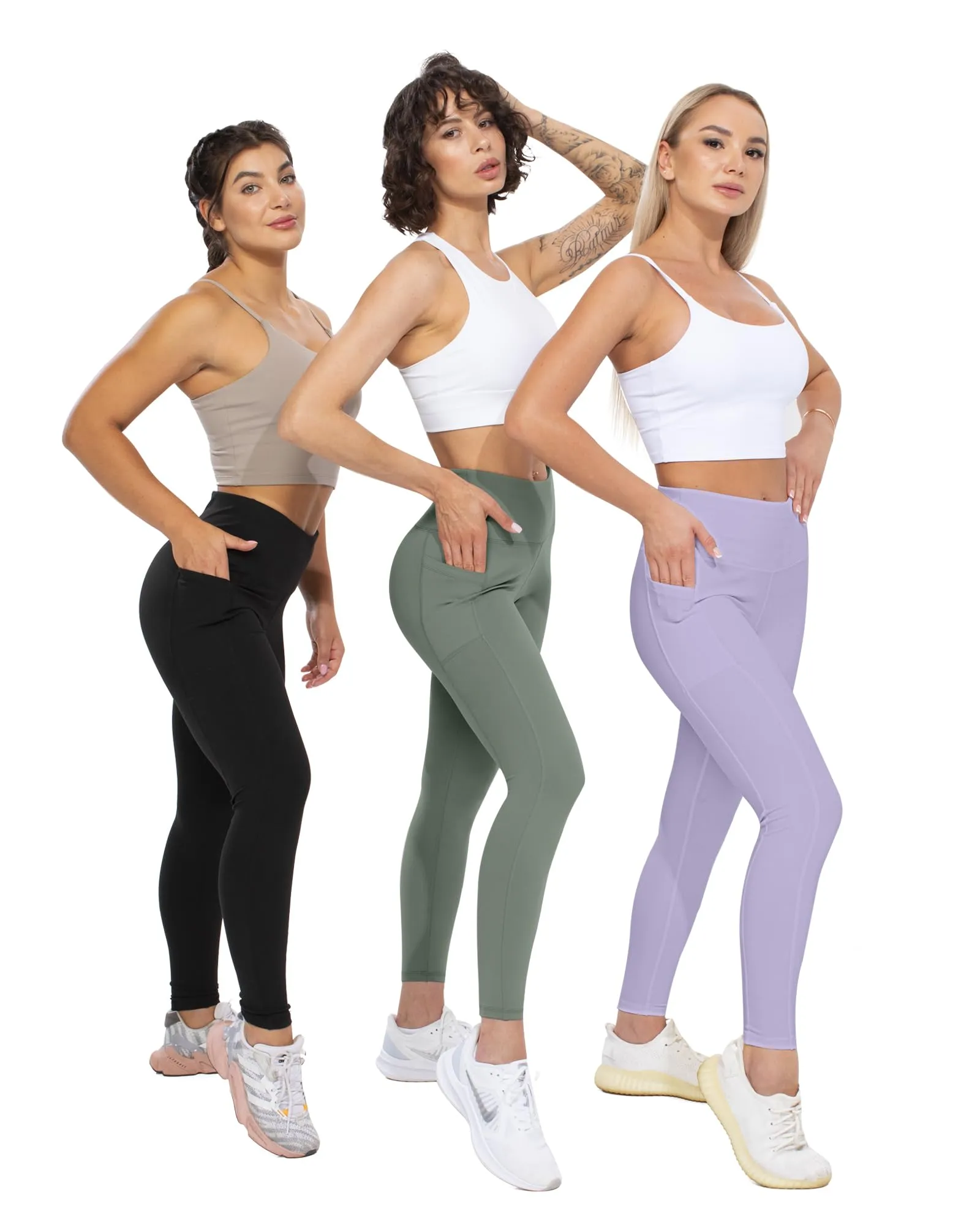 CHRLEISURE Leggings with Pockets for Women, High Waisted Tummy Control Workout Yoga Pants