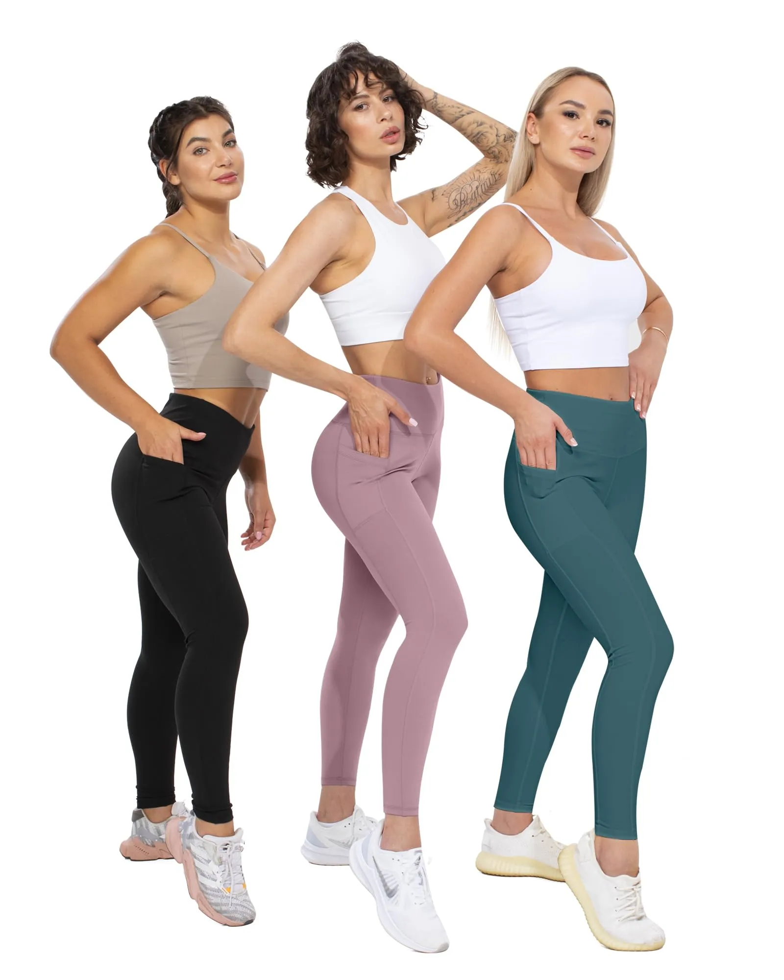 CHRLEISURE Leggings with Pockets for Women, High Waisted Tummy Control Workout Yoga Pants