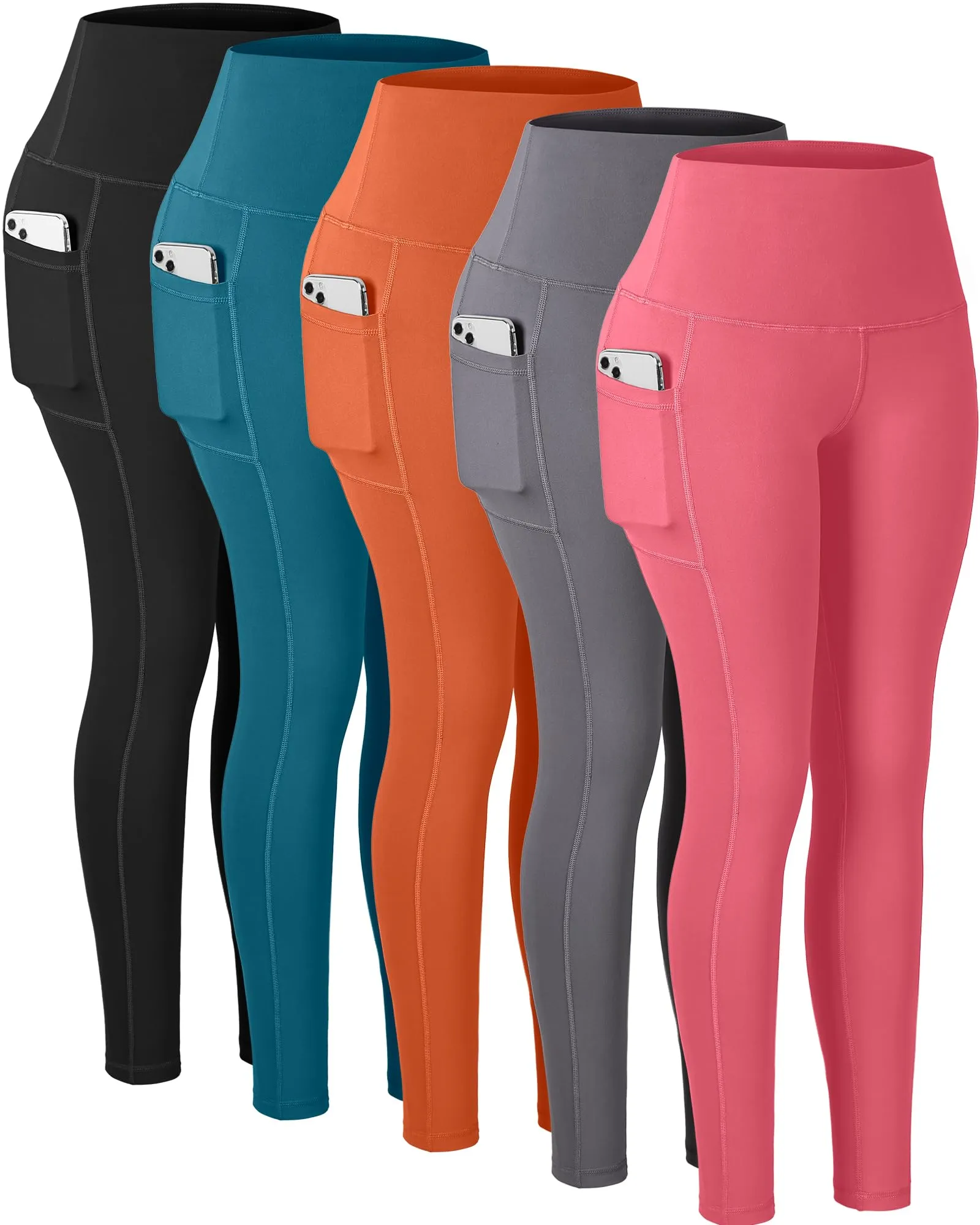 CHRLEISURE Leggings with Pockets for Women, High Waisted Tummy Control Workout Yoga Pants