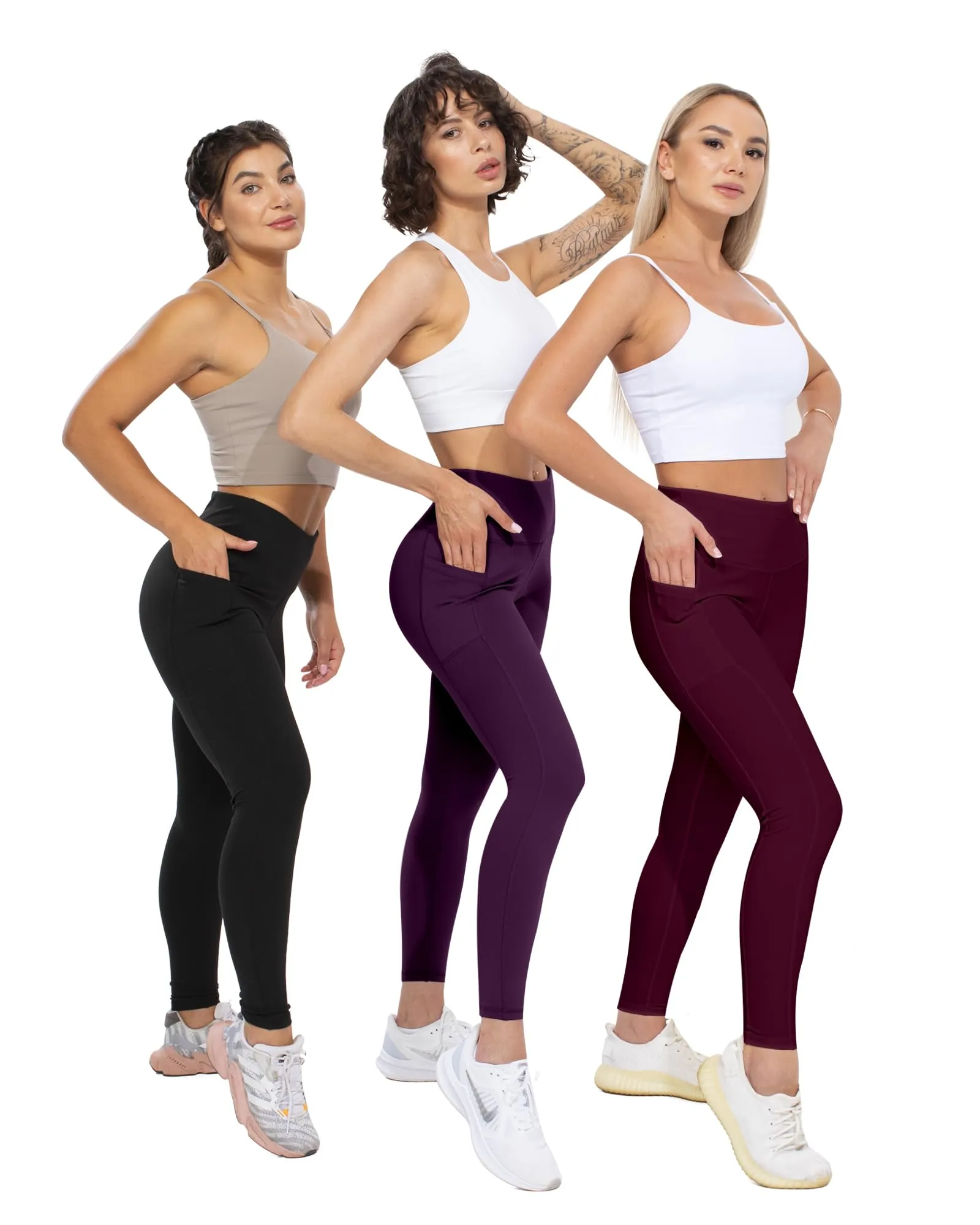 CHRLEISURE Leggings with Pockets for Women, High Waisted Tummy Control Workout Yoga Pants