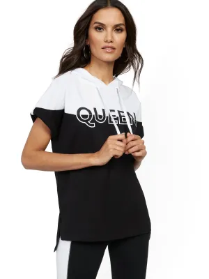 Colorblock 'Queen' Hooded Sweatshirt