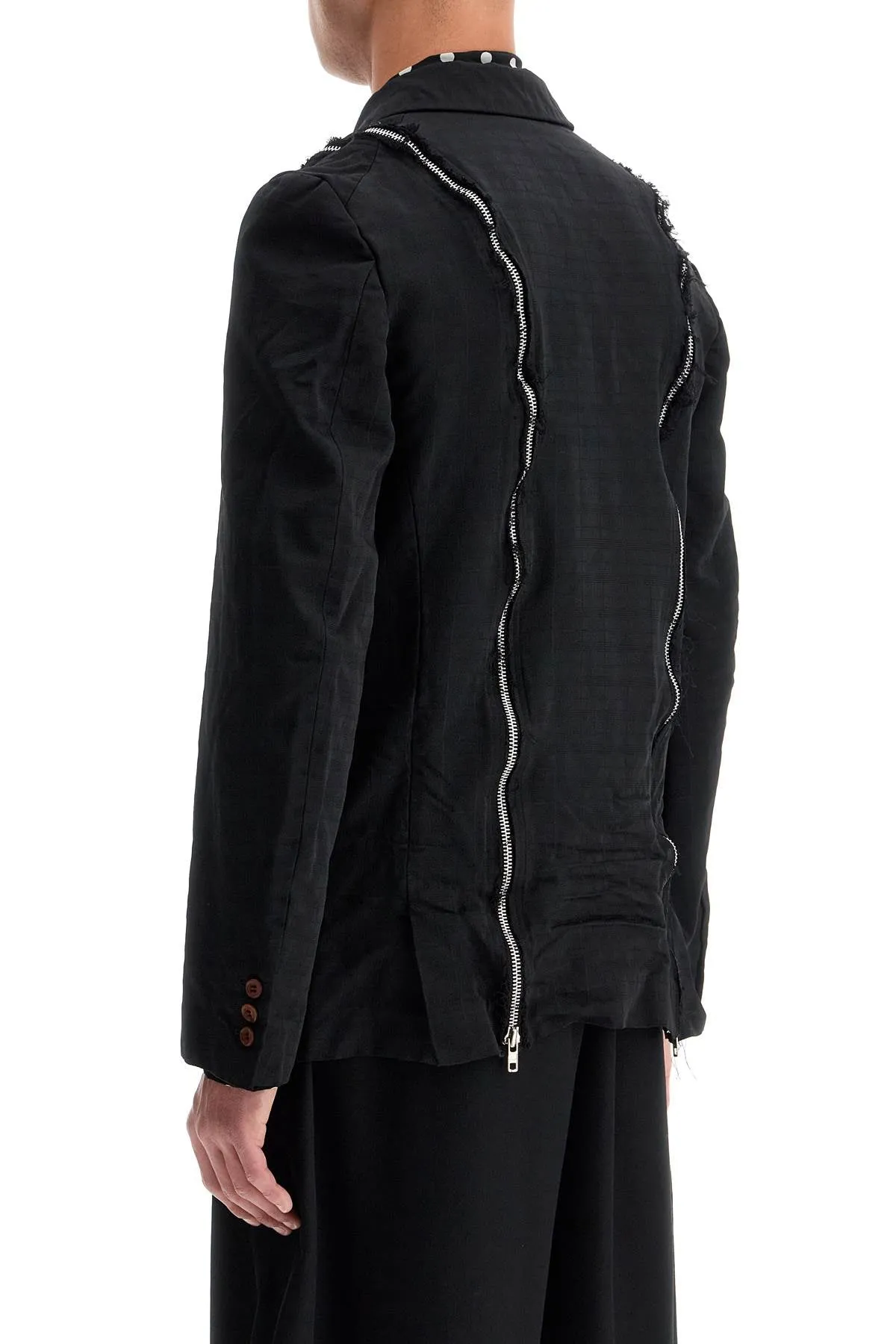 Comme Des Garcons Black Single-Breasted Jacket With Zipper