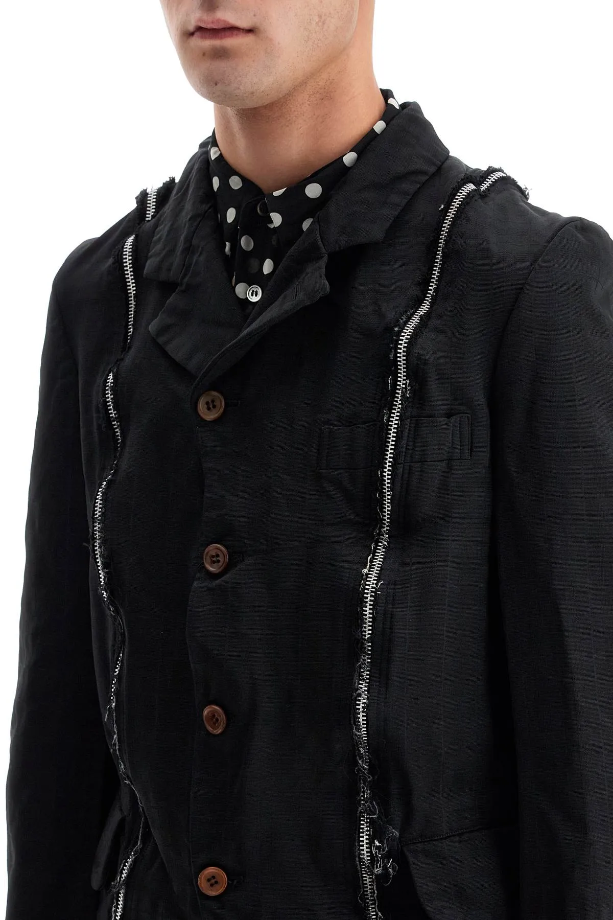 Comme Des Garcons Black Single-Breasted Jacket With Zipper