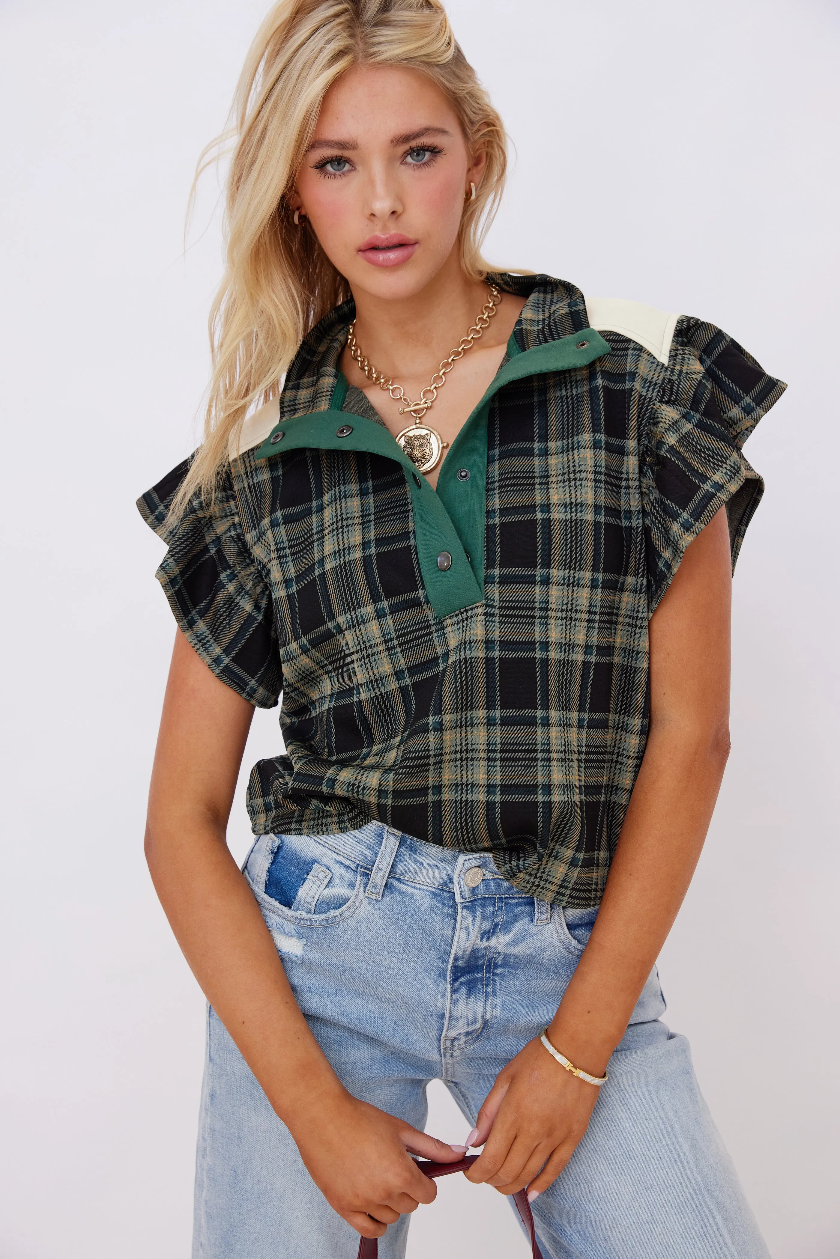 Conner Plaid Short Sleeve Top