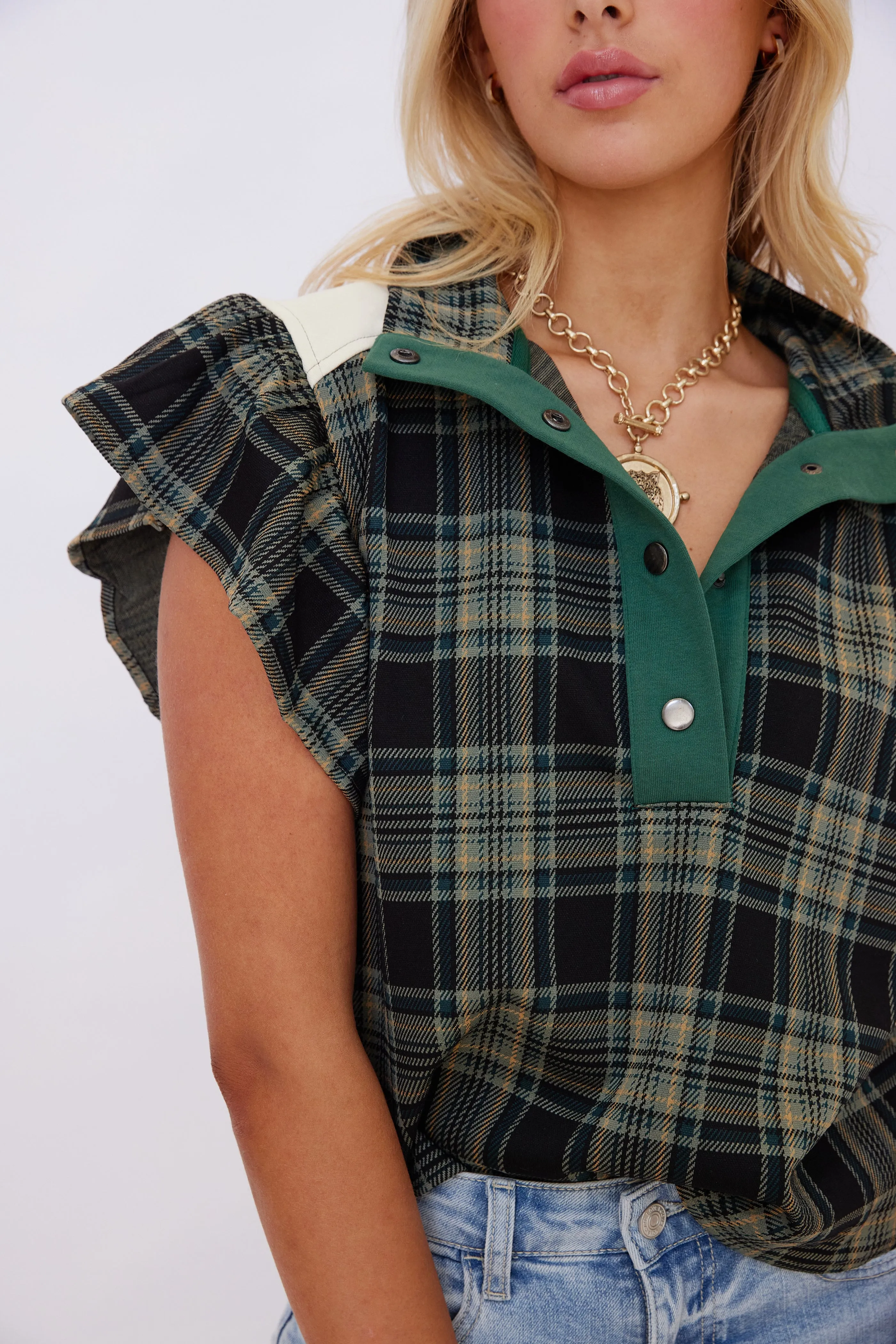 Conner Plaid Short Sleeve Top