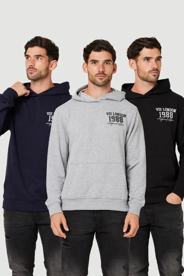 Corsham Hoodie Triple Pack - Black / Navy / Grey