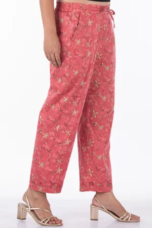 Dharan "Gulista Straight Pant" Coral Block Printed Pants