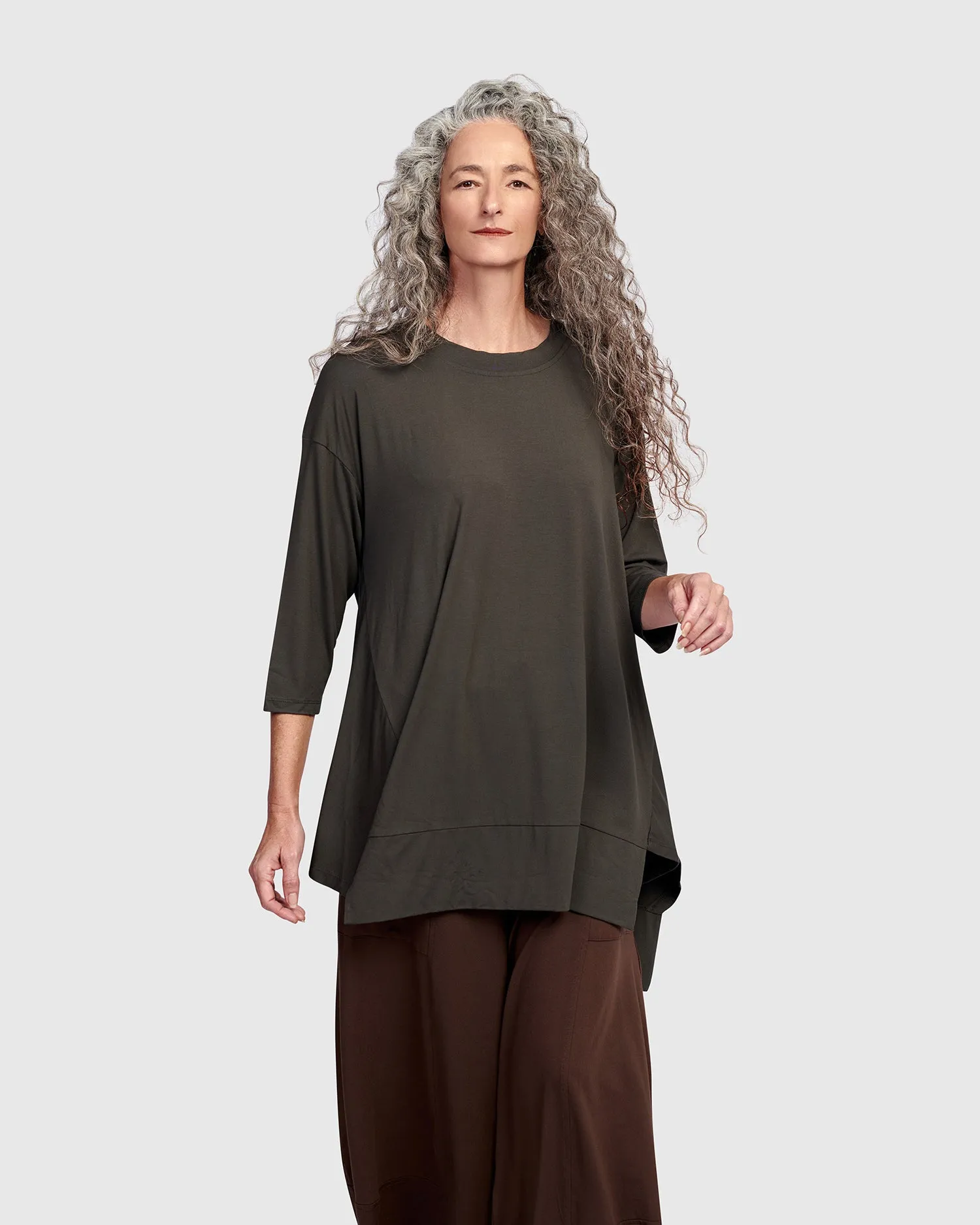 Essential Oversized Trapeze Top, Khaki