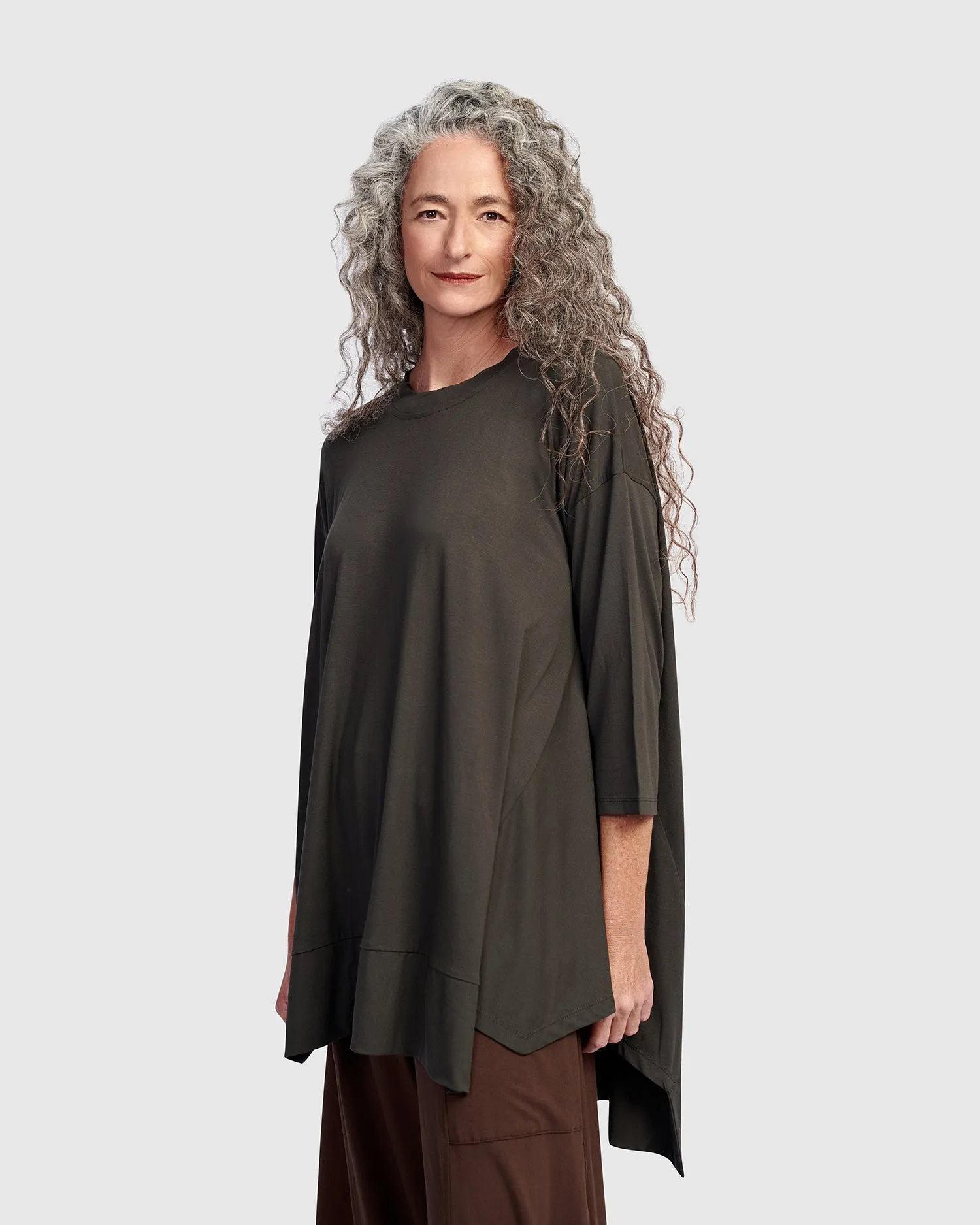 Essential Oversized Trapeze Top, Khaki