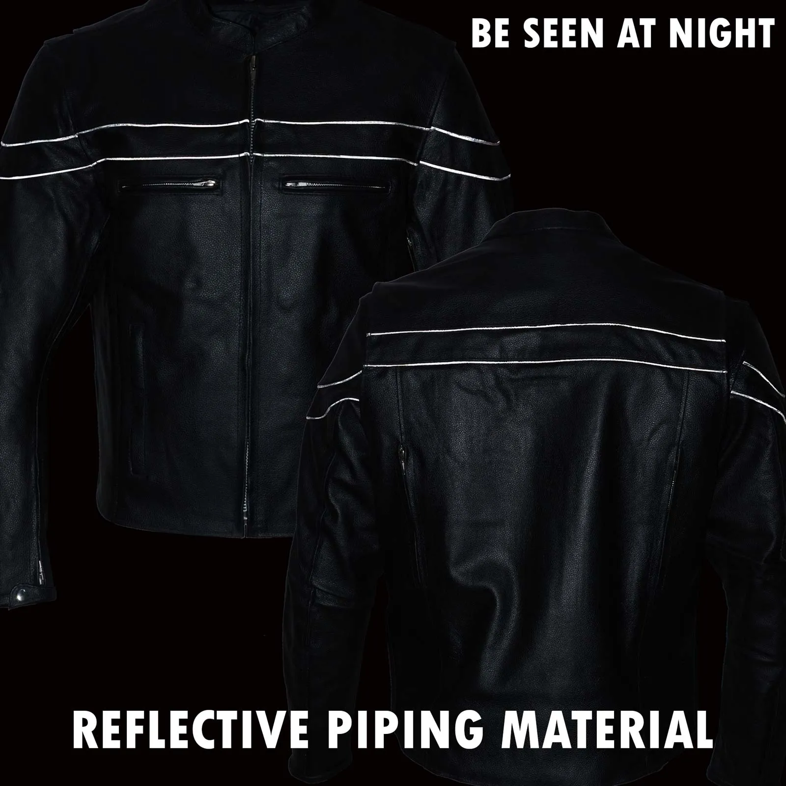 Event Leather Men's Black Sporty Scooter Crossover Motorcycle Riding Leather Jacket EL1408