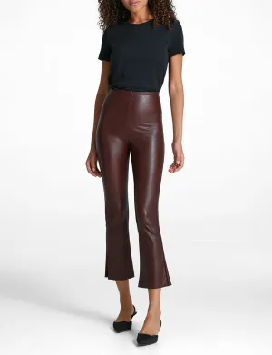 Faux Leather Crop Flare: Oxblood