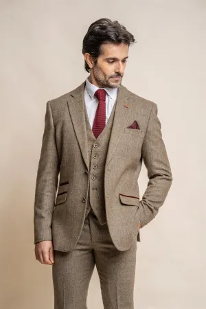 Gaston Sage Tweed Slim Fit Blazer