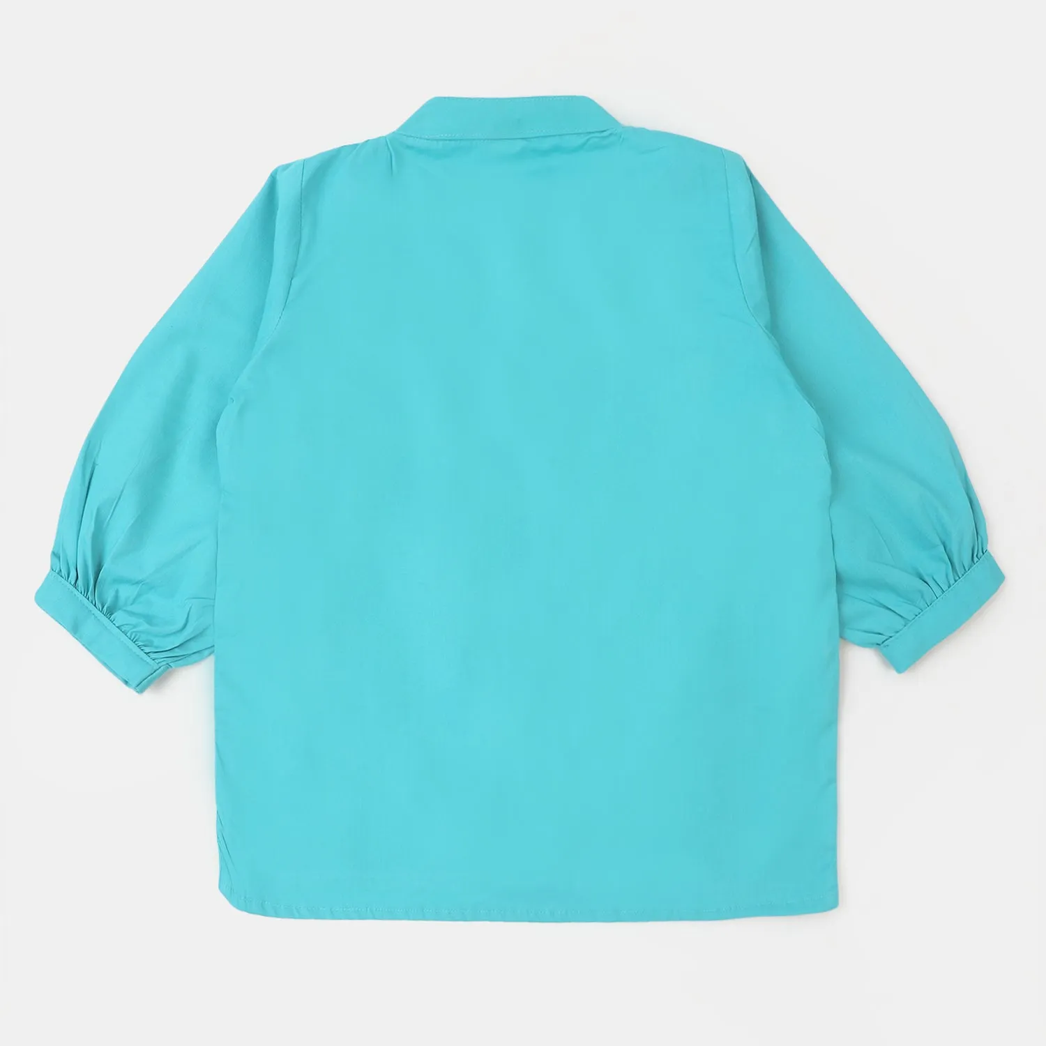 Girls Cotton EMB Top Ceramic - Teal Green