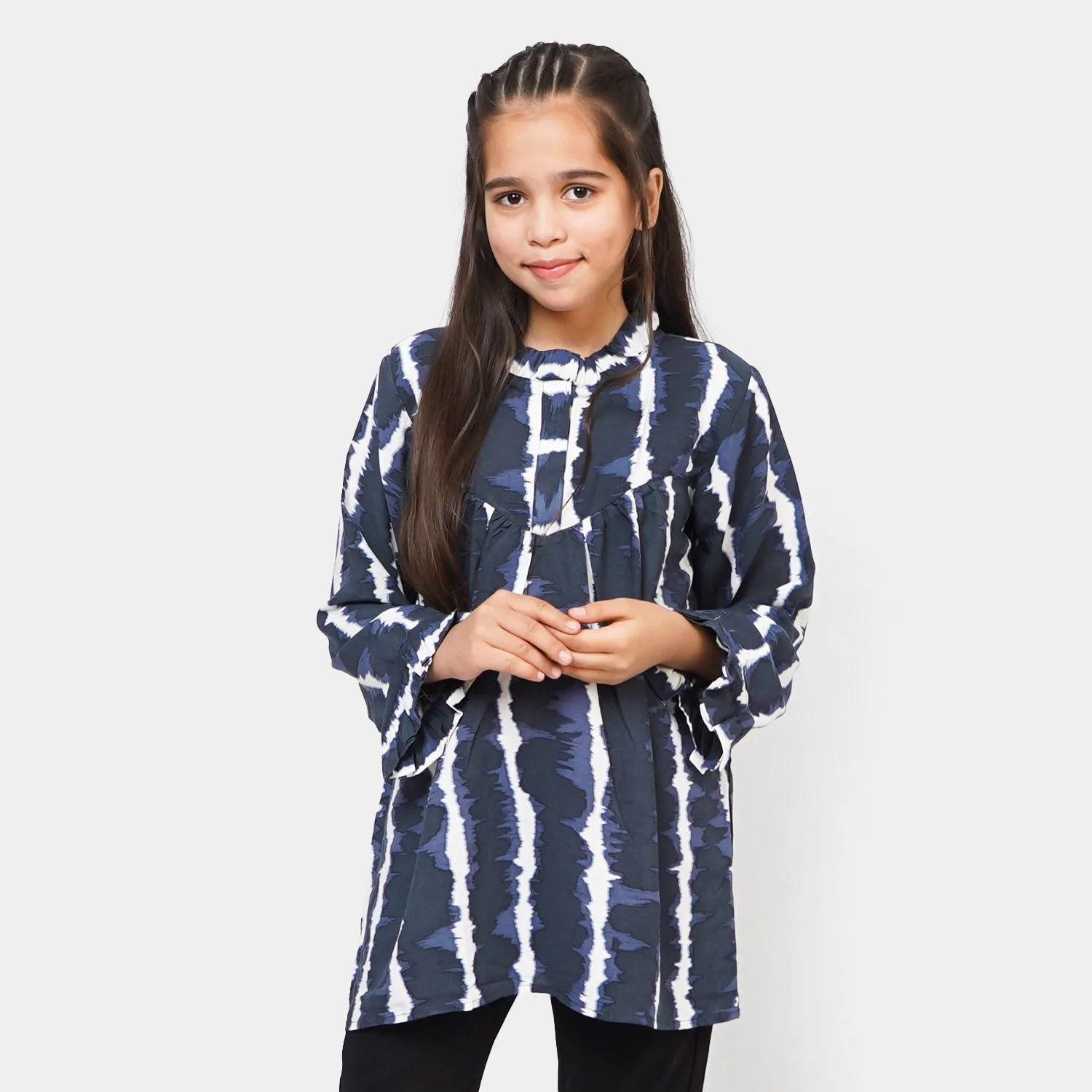 Girls Linen Top Tie Dye - BLACK