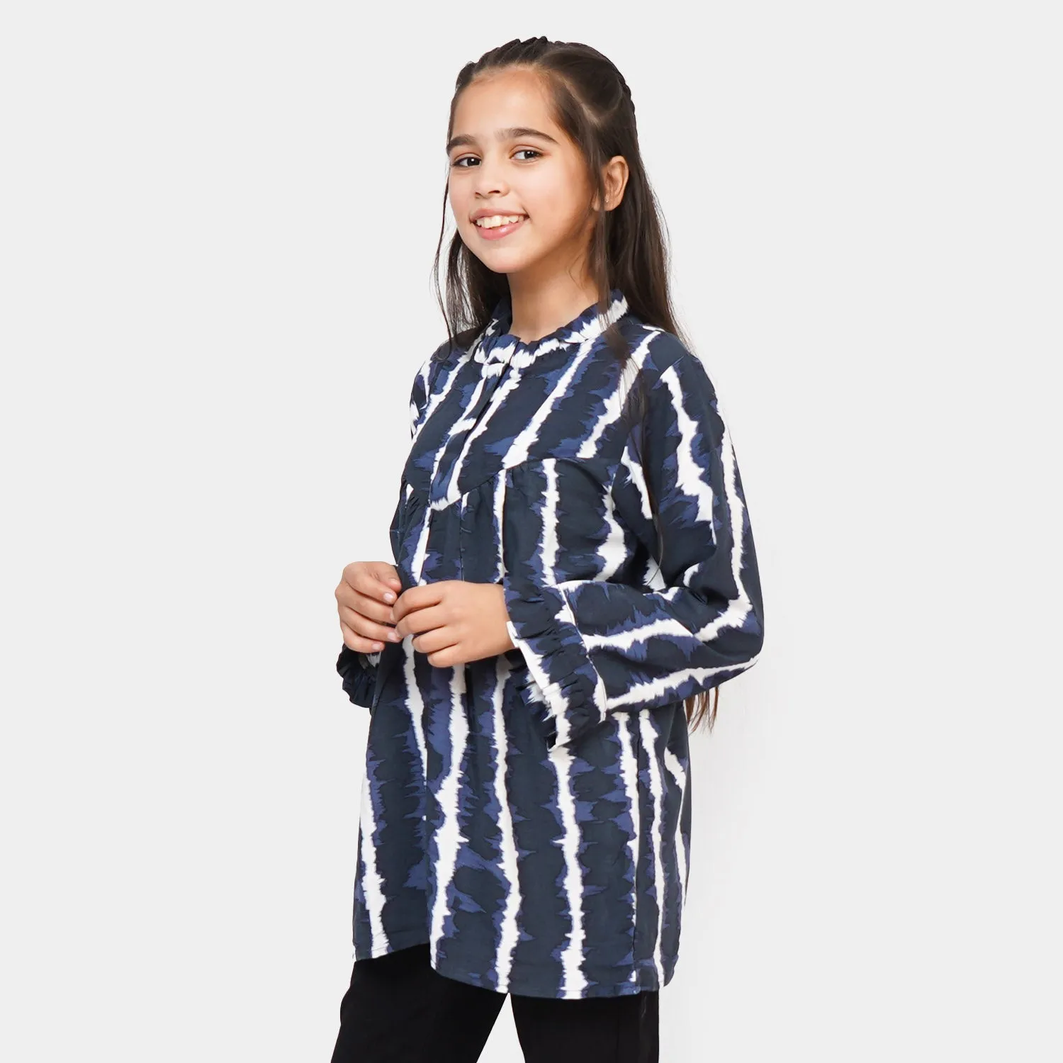 Girls Linen Top Tie Dye - BLACK