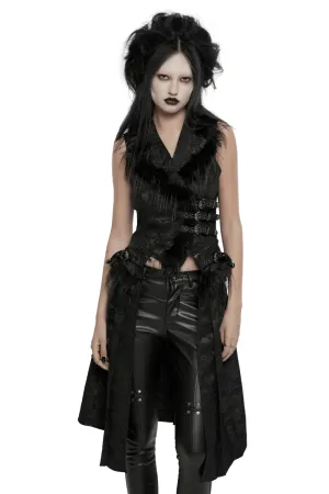 Gothic Detachable Jacquard Vest with Fleece Accents