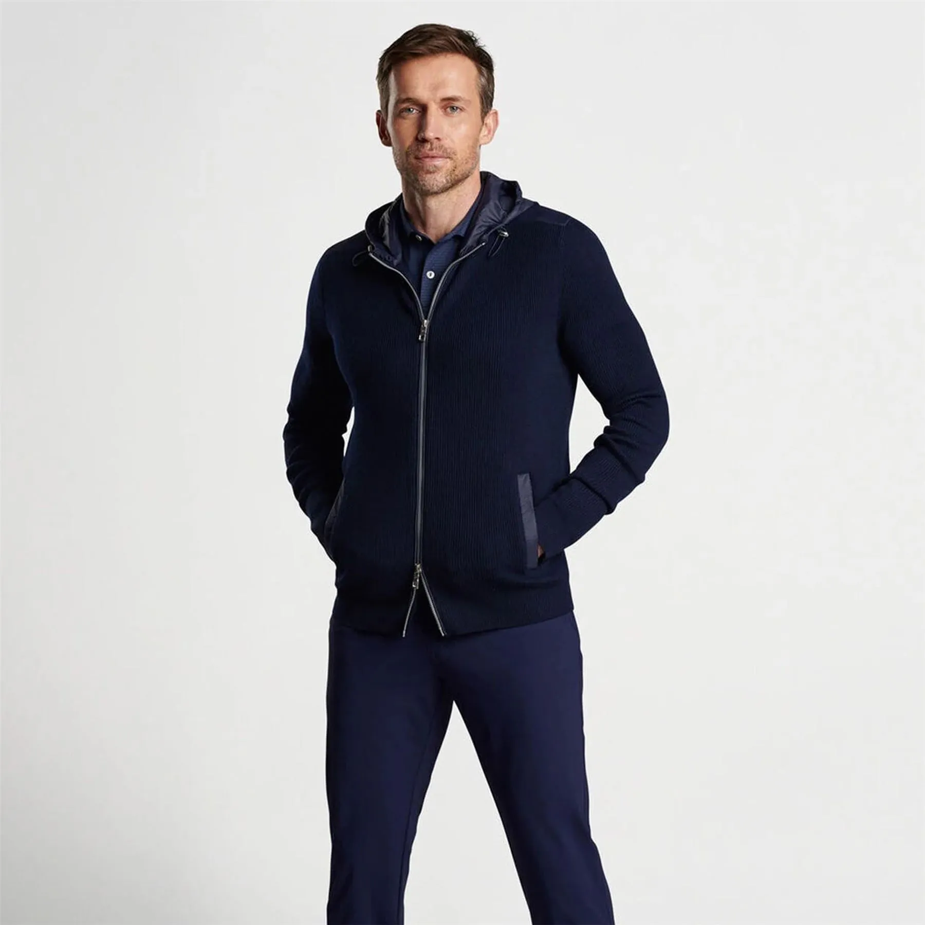 Holdridge Hybrid Full-Zip Hooded Sweater Navy - AW24