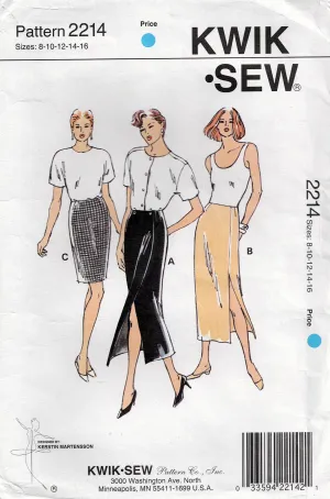 Kwik Sew 2214 Womens EASY Straight & Wrap Skirts 1990s Vintage Sewing Pattern Size 8 - 16 UNCUT Factory Folded