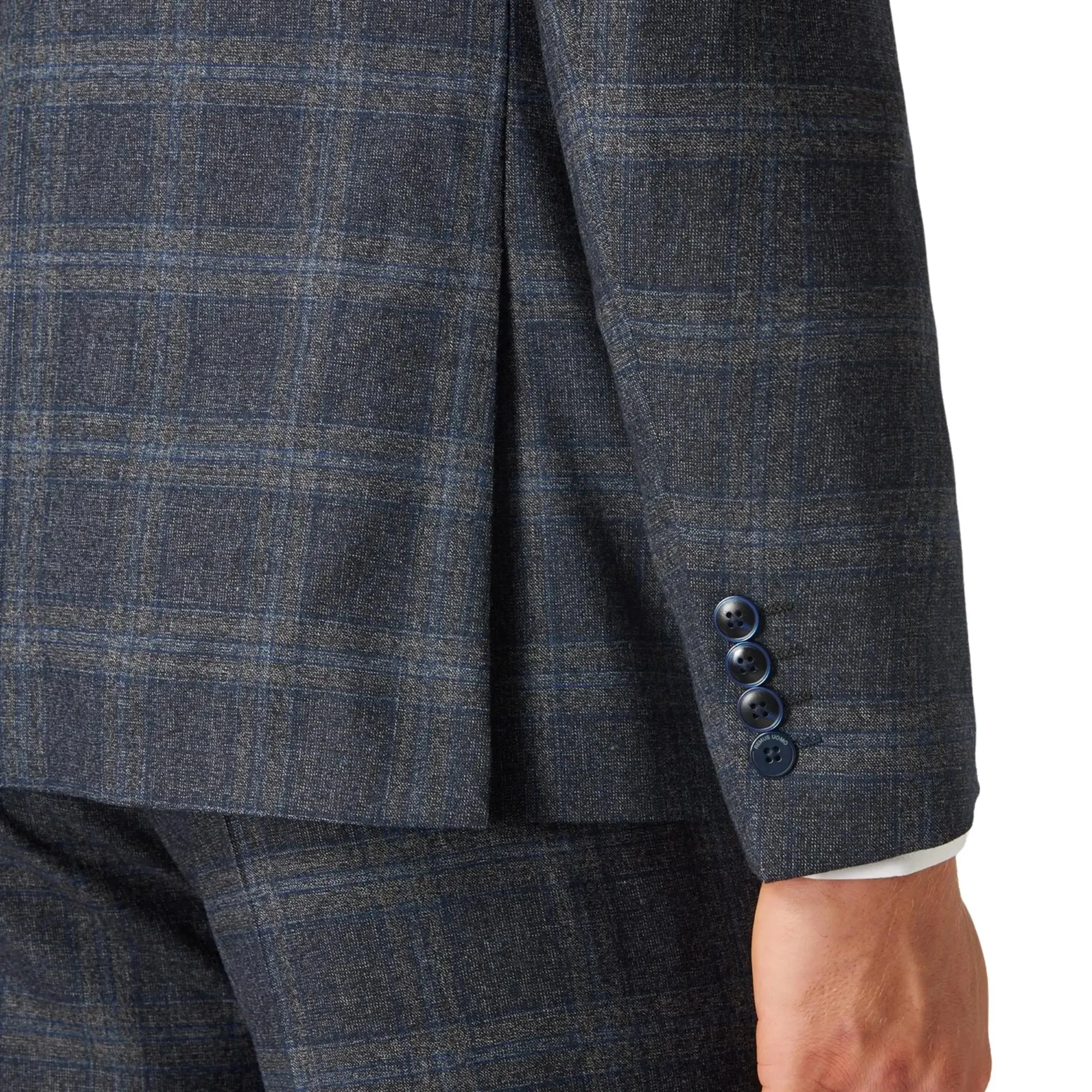 Larenzo Check Suit Jacket - Dark Grey / Blue