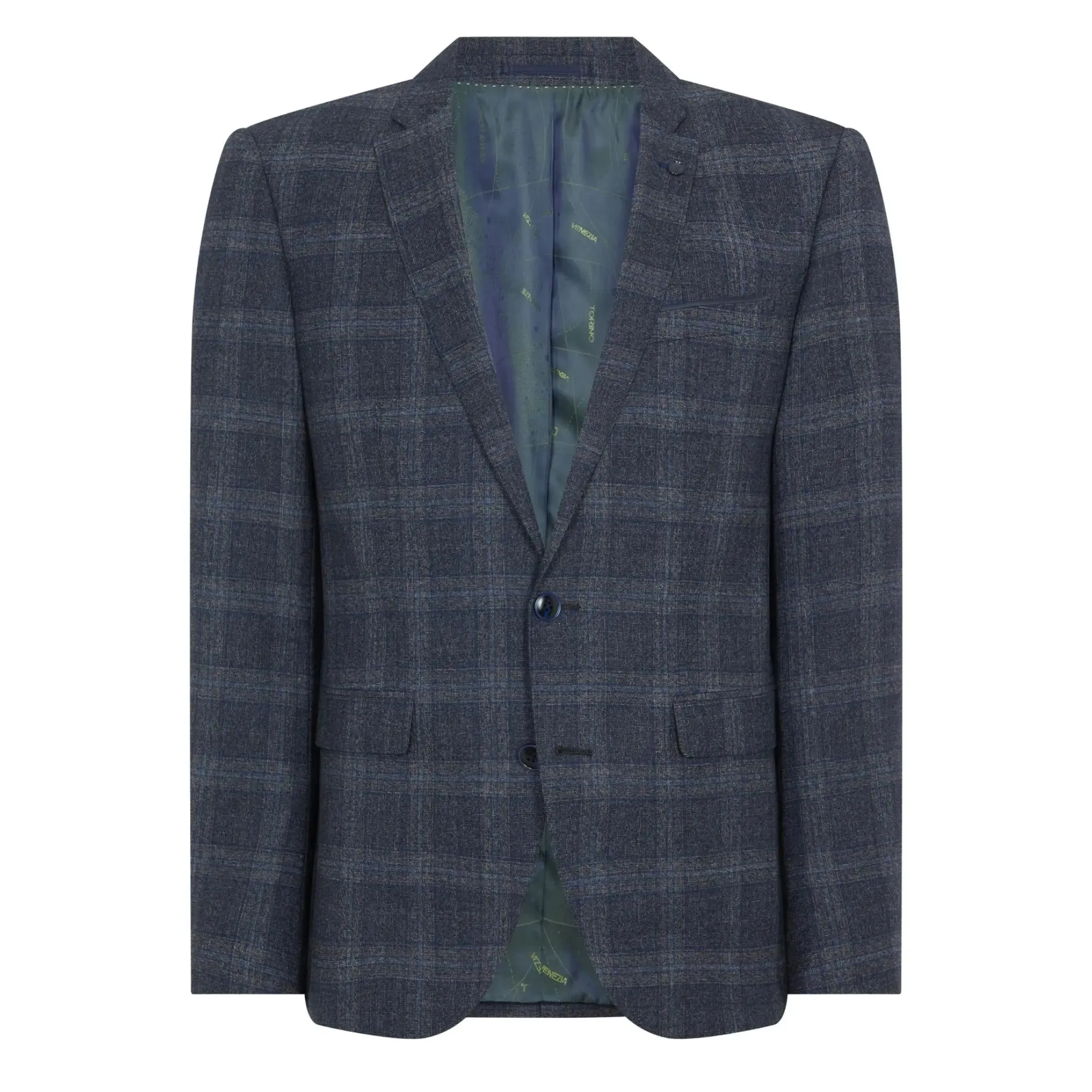 Larenzo Check Suit Jacket - Dark Grey / Blue