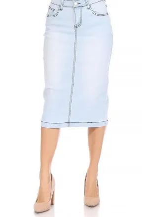 Lt. Indigo Denim Skirt w/ Washed Effect