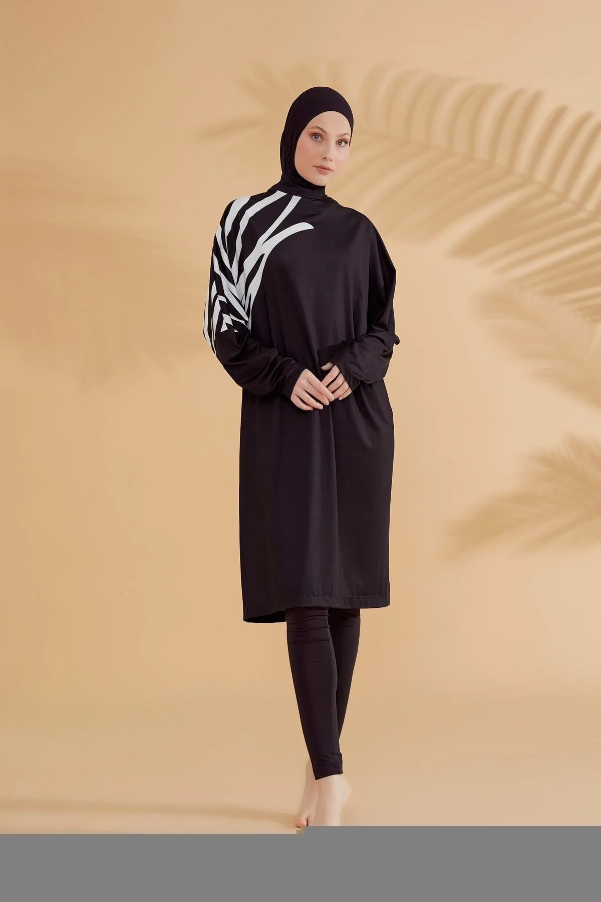 Lycra Black Burkini Modest Swimwear M2308