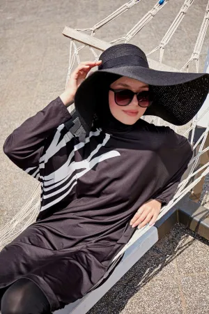 Lycra Black Burkini Modest Swimwear M2308