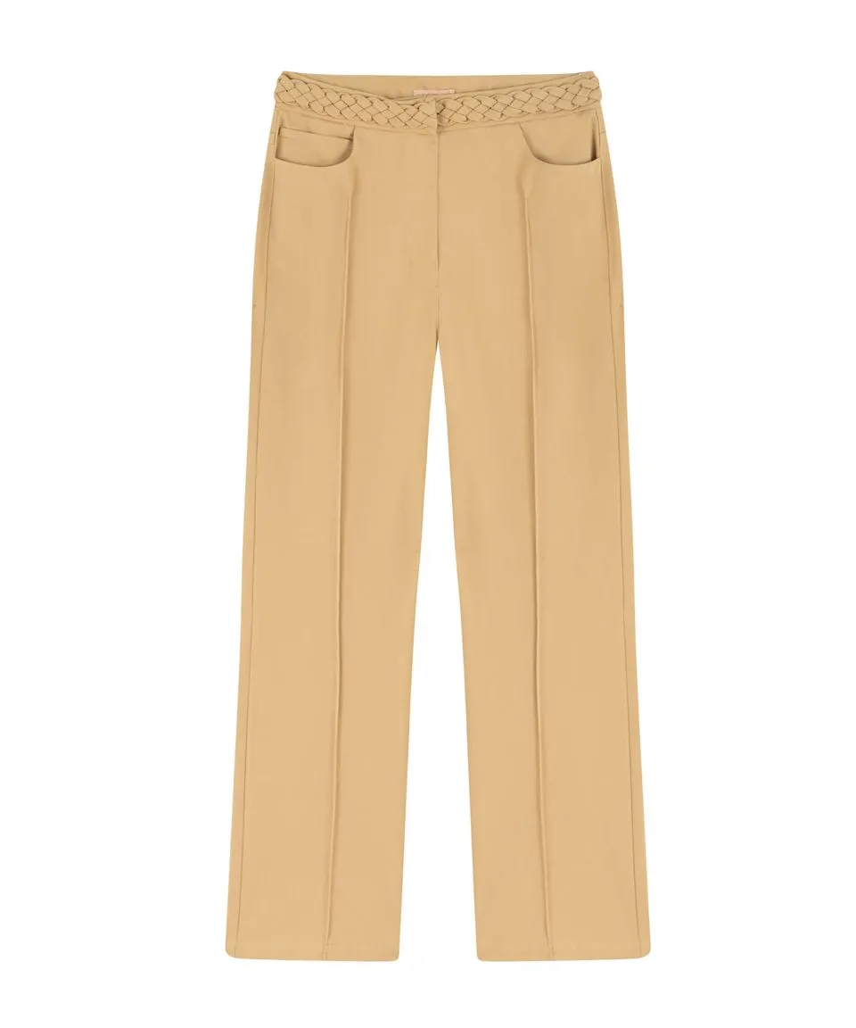 Machka Classic Waist Pin Tuck Solid Trouser Sand